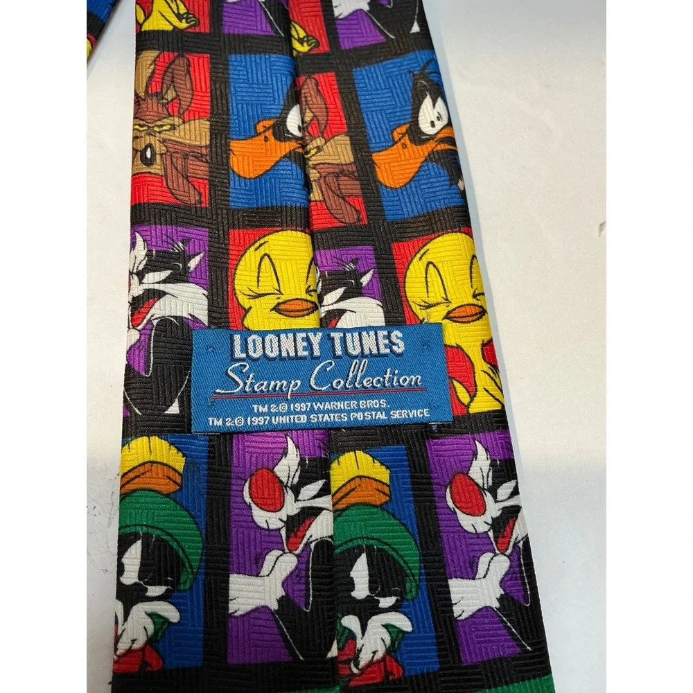 Warner Bros‎ Vintage 90s Looney Tunes Stamp Collection Tie OS Novelty 1997